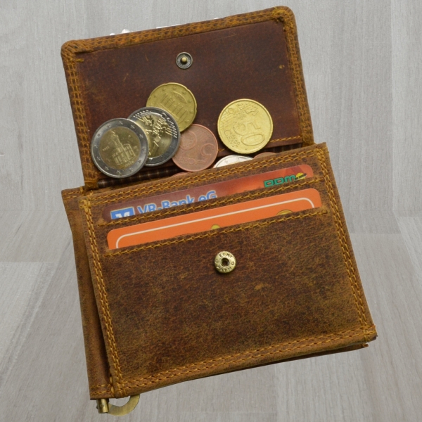 flevado Leder Dollarclip, Dollar-Clip Geldbörse Hand Made Portemonnaie mit Münzfach Büffelleder Wild